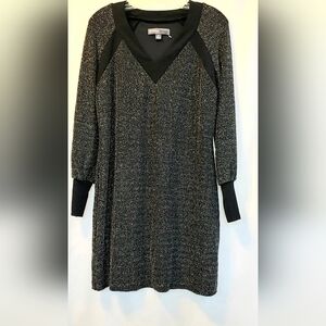 Donna Ricco Black and Silver Long Sleeve Dress